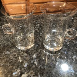 Vintage Crystal Mug / Glasses set of 2 with a small handle.  Size 4 1/2 inches tall and 3, inches wide across the rim.  Brand New Never Used.  Has bee