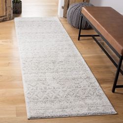 3ft X 6ft SAFAVIEH Adirondack Collection Runner Rug - 2'6" x 6', Ivory & Silver, Moroccan Boho Distressed Design, Non-Shedding & Easy Care