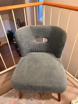 Blue Accent Chair with Cutout Back