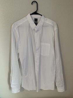 Mens XL 17x1/4 H&M White Button Down Dress Shirt 