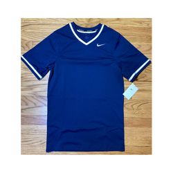 Nike Baseball VAPOR SELECT V-NECK JERSEY Navy Blue Men’s Size S New!