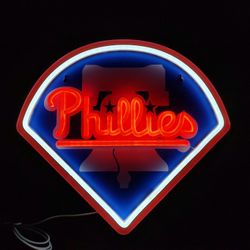 PHILADELPHIA PHILLIES LED LIGHT SIGN.  13.5" X 13".  6 FT. USB CORD.  NEW.  PICKUP ONLY.