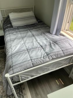 2 White Metal Bed Like New