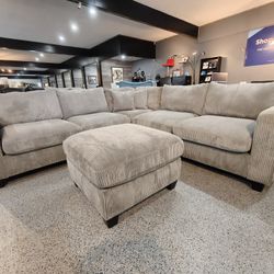 Gray Corduroy Sectional 