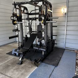 Smith Machine 300 | Adjustable Bench | 245lb Cast Iron Olympic Weights | 7ft Olympic Bar | Fitness | Gym Equipment | FREE DELIVERY/INSTALLTION 🚚 