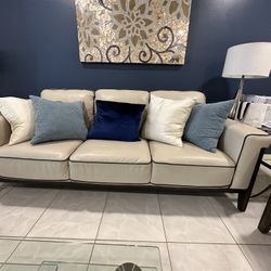 Beige leather sofa & Love seat 