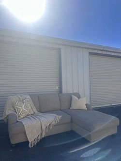 Tan Colored Sectional Couch with Chaise | COUCH+DELIVERY $350