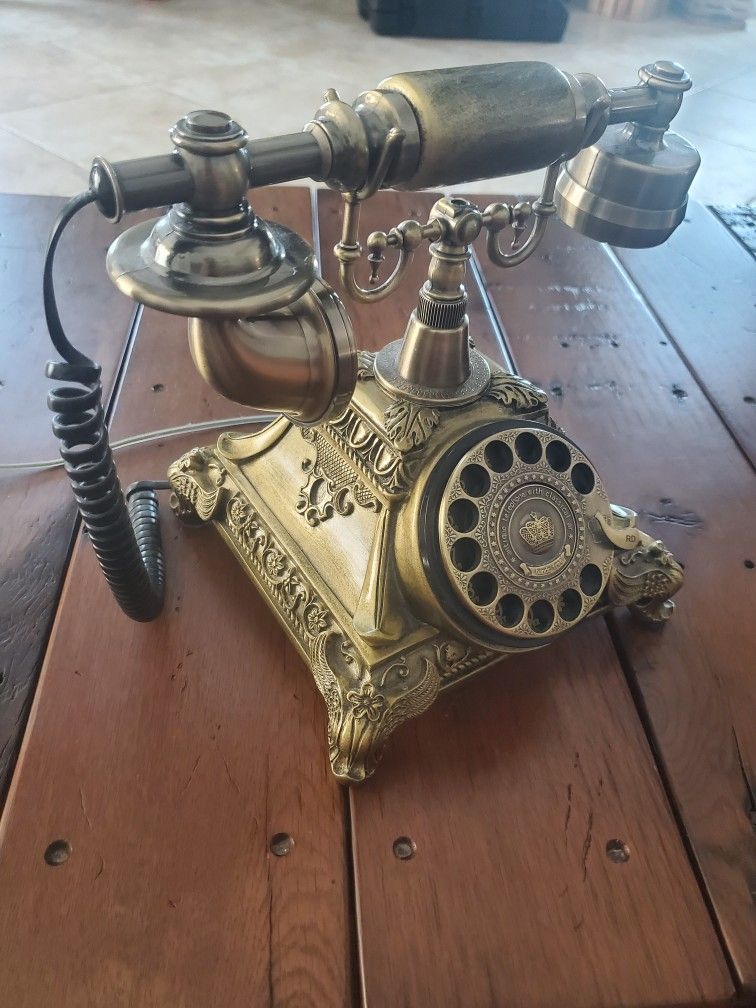 Bronze Retro Vintage Antique Style Rotary Dial Desk Telephone Phone