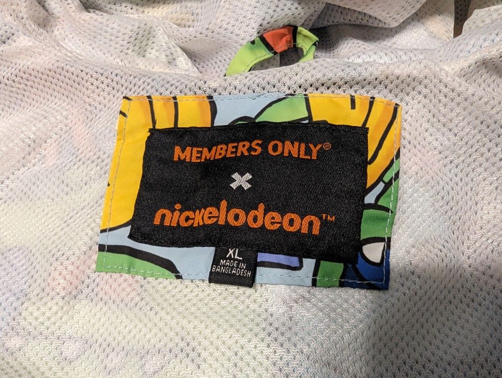 Members Only Rugratz Print Windbreaker - White, Unisex XL, Excellent Condition