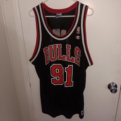 Chicago Bulls Jersey Dennis Rodman Champion Size 48 Authentic
