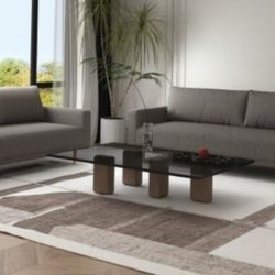 Brand New Grey Modern Style Sofa & Loveseat 