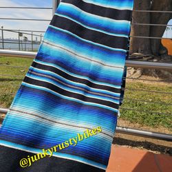 New Black Blue white 5x7 Serape sarape zarape Mexican blanket