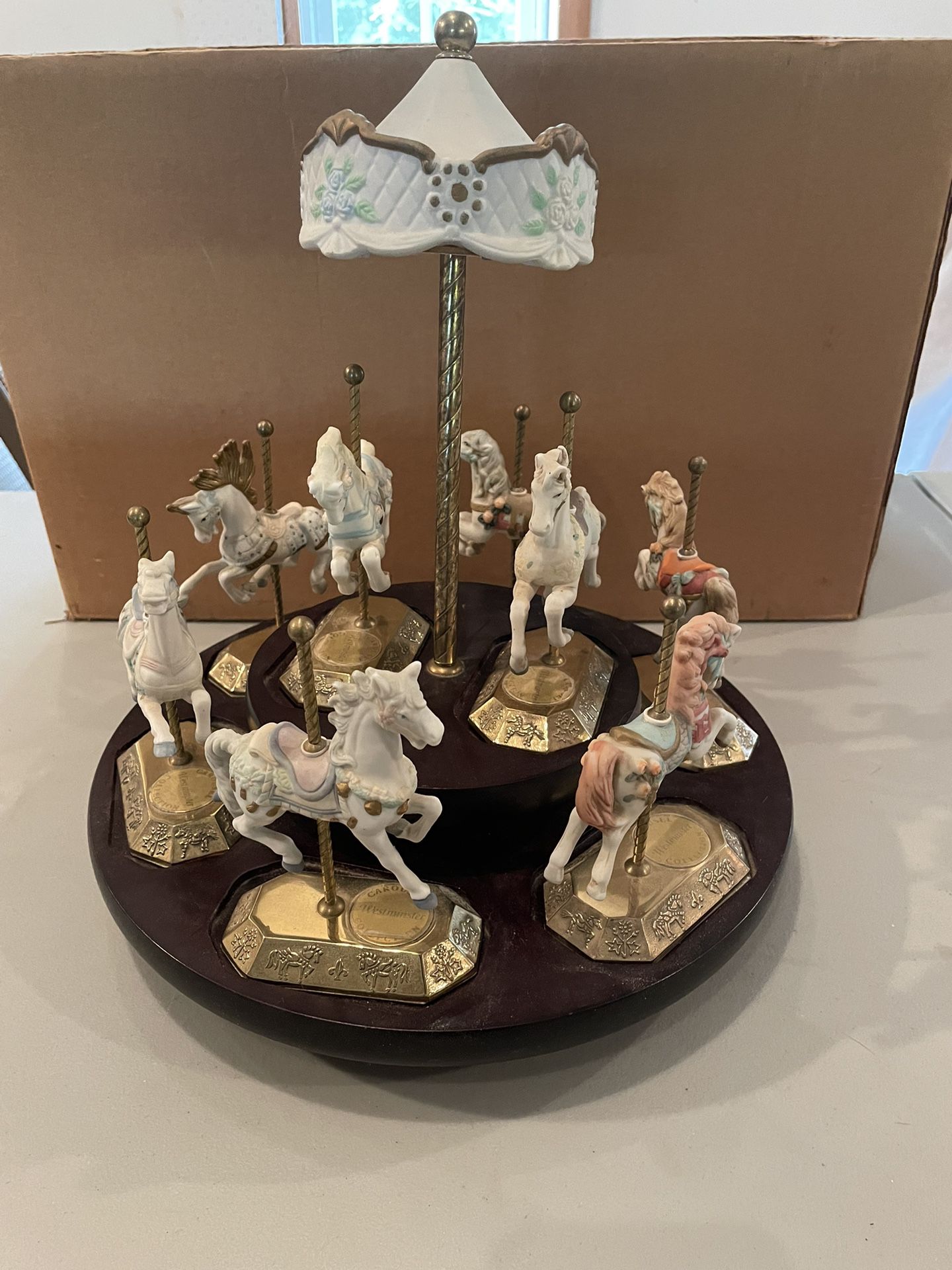 Westminster Porcelain Horse Carousel With 8 Horses 