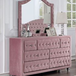 Brand New Glam Pink Velvet Dresser Set