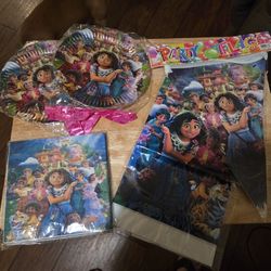 Encanto Birthday Party Supplies Set Tablecloth Banner Plates And Napkins 