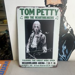 12” by 8” Tom Pretty and the heartbreaks Tin sign 