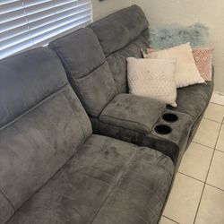 Suede grey couch