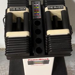 Power Block Dumbell System 125 lbs+ stand (Weighs)