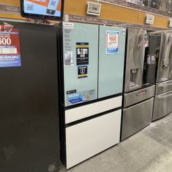 Samsung BESPOKE White Glass And Blue 4-Door Refrigerator 🚨ON SALE🚨