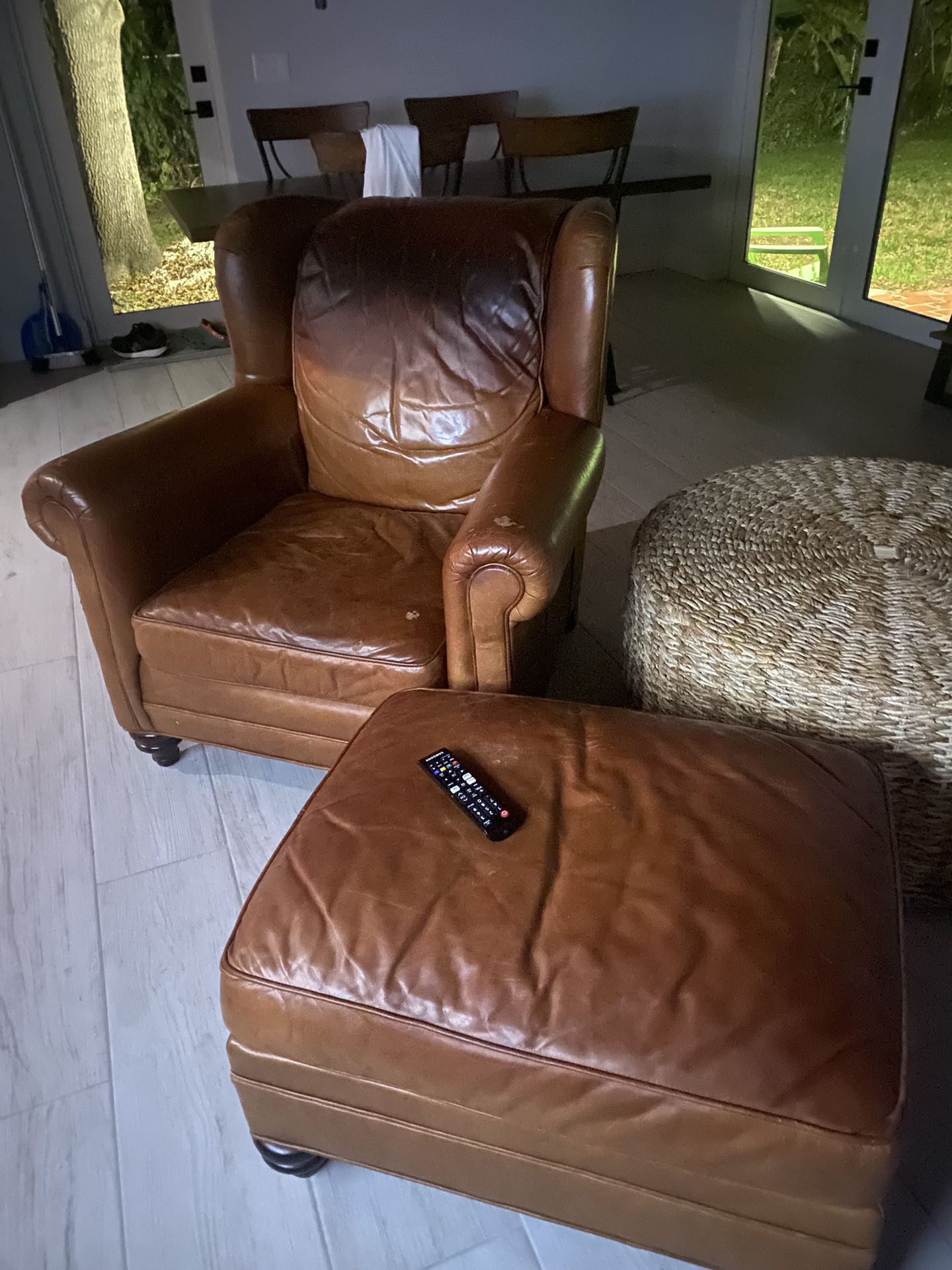 Leather Couch And Ottoman 