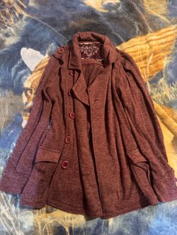Burgundy Button-Up  Blend Coat