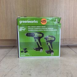GREENWORKS CK24L222 DRILL DRIVER & IMPACT DRIVER SET