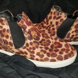 Women’s "Time and Tru" Animal Print High Top Bootie Sneakers W/ Memory Foam 9