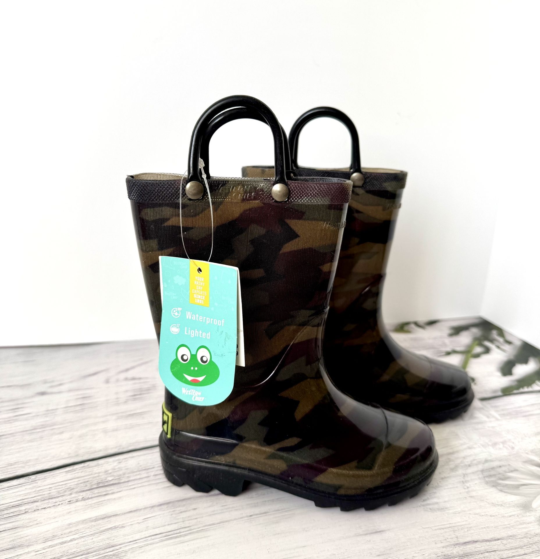 Camo Rain Boots, Size 9