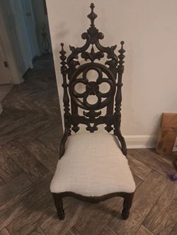 Gothic Revival Carved Wood Accent Chair