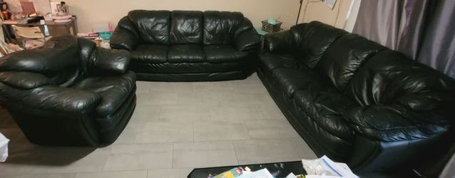 Black leather couches