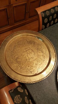 Chinese hammered brass tray