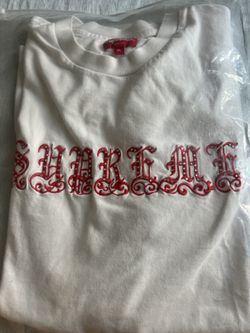 Supreme Shirt Old English Rhinestones White