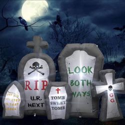 PARTY Life 7 Ft Halloween Inflatable Outdoor Decorations Halloween Tombstone Decoration Halloween Blow Up Yard Decorations Inflatable Halloween Decora