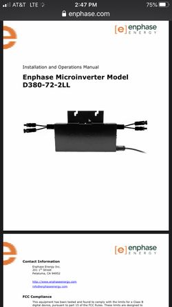 Enphase Microinverter Model D380-72-2LL