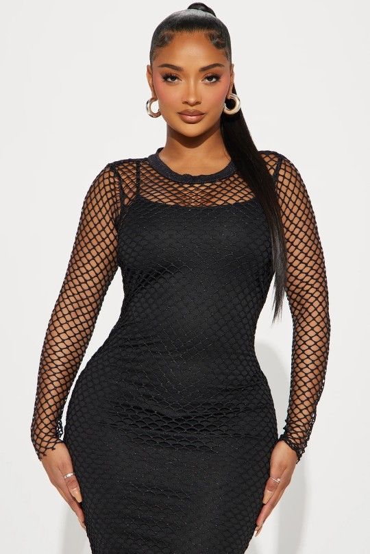 Fashion Nova Fishnet Dress, Size Small