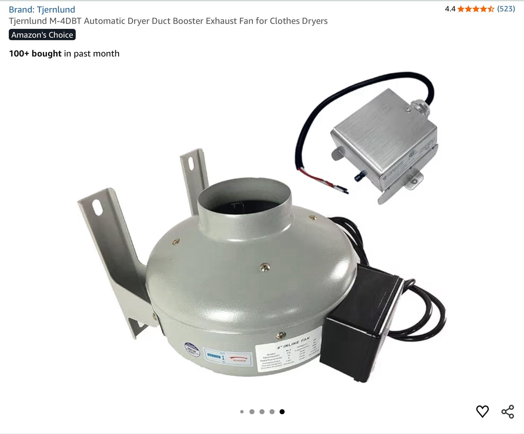 Automatic Dryer Duct Booster exhaust Fan 