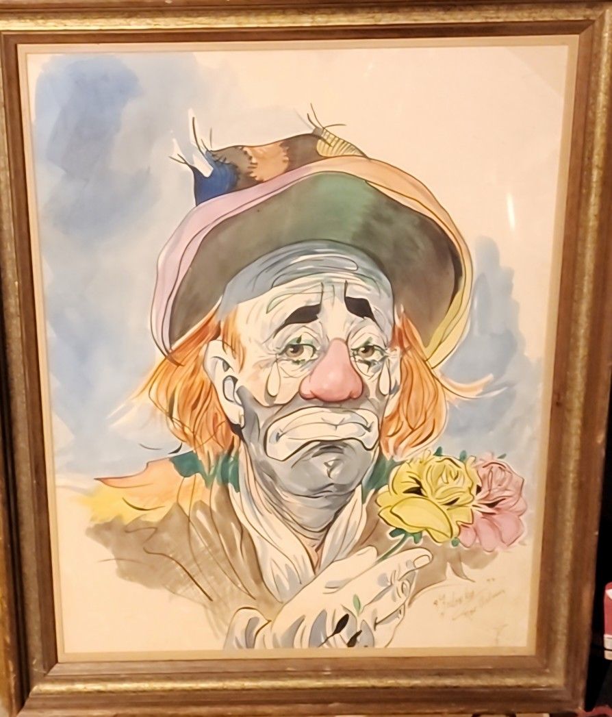 Vntg. Alexander Fedorsky New
Orleans Watercolor Painting 1972
Sad Clown