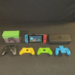 Nintendo Switch With Controllers And Accessories