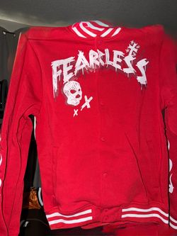 Rebel Minds Fearless Red Varsity Bomber Jacket