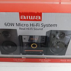 Aiwa 60W Bluetooth Micro System with Bookshelf Speakers and CD Player
New In Box!