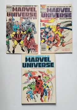 THE OFFICIAL HANDBOOK OF THE MARVEL UNIVERSE, LOT OF 3,