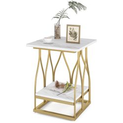 Square Side Table Marble Accent Table 