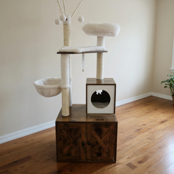 3-Level Cat Scratching Post – Good Condition, Brown and White - Clermont, FL