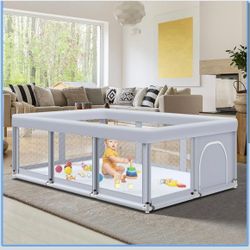 74" ×50" Large Baby Playpen, Baby Playard for Babies and Toddlers, Baby Fence Play Pens for Indoor & Outdoor, Sturdy Safety Play Yard with Soft Breath