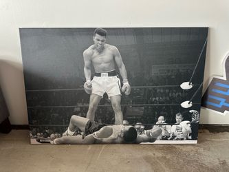 Iconic Muhammad Ali Canvas Wall Art – 36”x24” Black & White Boxing Print