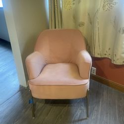 Pink Chair With Gold Legs 