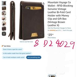 Mountain Voyage Co Wallet - RFID-Blocking Genuine Vintage Leather Bi-Fold Card Holder with Money Clip and Gift Box (Vintage Brown Leather X)