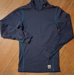 Nike Size Small Men Women mock neck shirt long sleeve blue