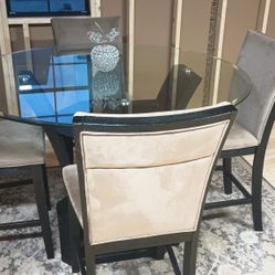 Italian Design Glass Top Counter Height Dining Table And Chairs.