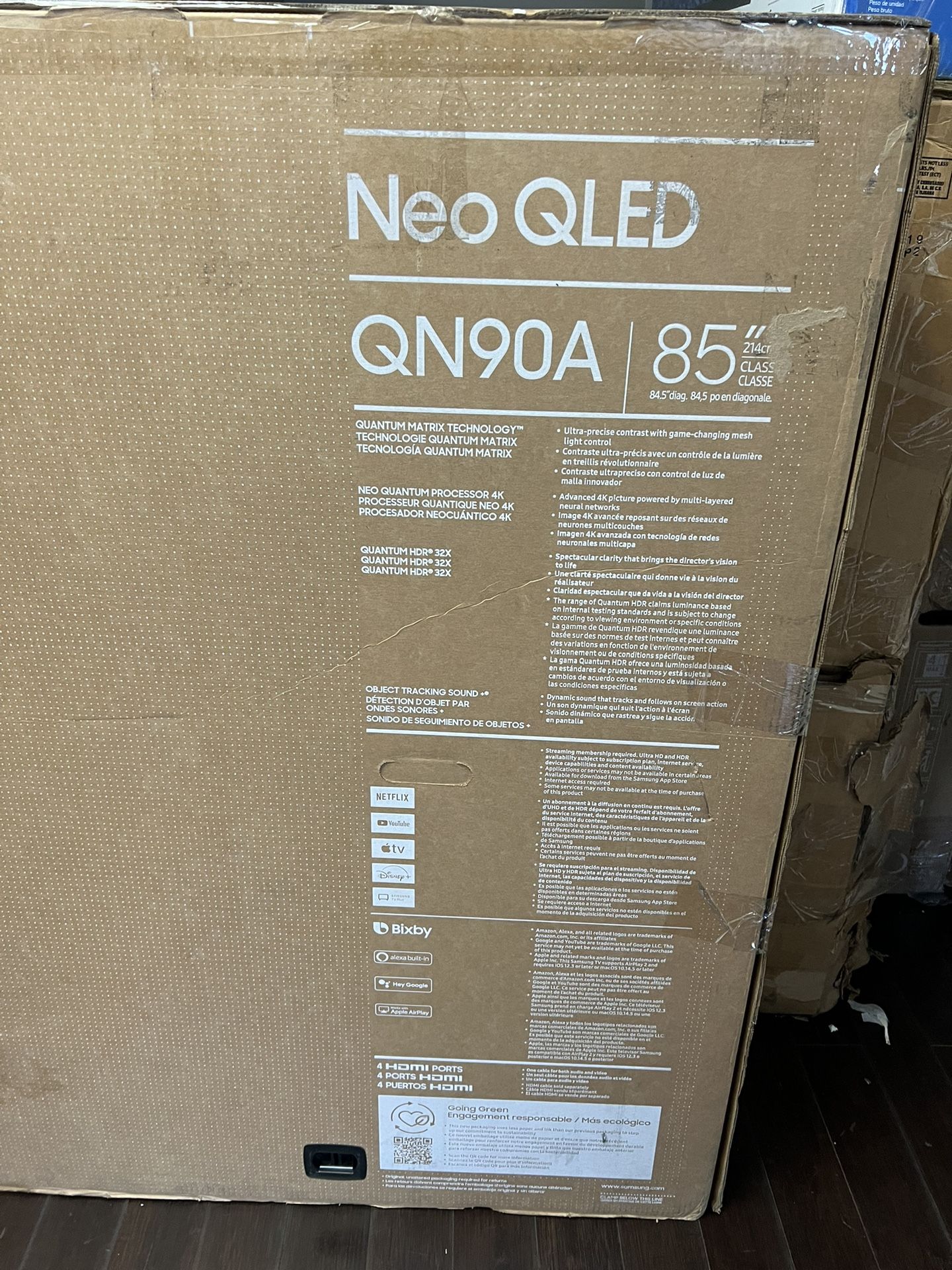 SAMSUNG 85-Inch Class Neo QLED 4K UHD QN90A Series Mini LED Quantum HDR 32x, Object Tracking Sound+, Ultra Viewing Angle, Smart TV with Alexa Built-In